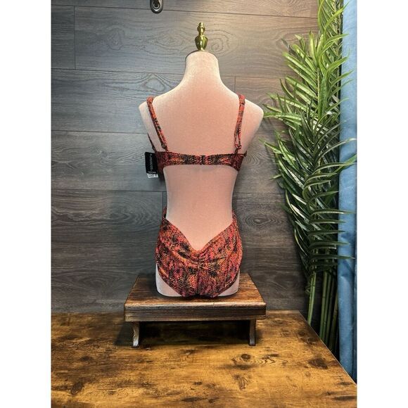 Bar III Viper Snakeskin Print Cut Out Monokini Swimsuit Sz Medium Red Black NWT! - Picture 5 of 9